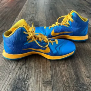 Nike Lunar Hyper Quickness Men’s Blue Gold Basketball Shoes Size 9