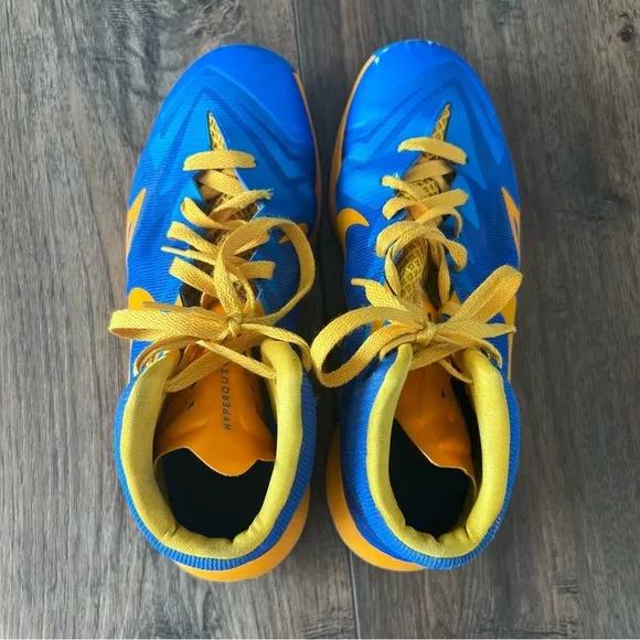 Nike Lunar Hyper Quickness Men’s Blue Gold Basketball Shoes Size 9