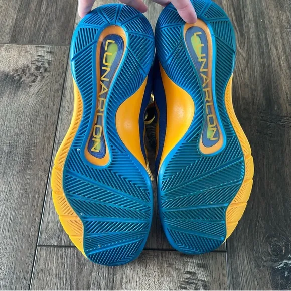 Nike Lunar Hyper Quickness Men’s Blue Gold Basketball Shoes Size 9