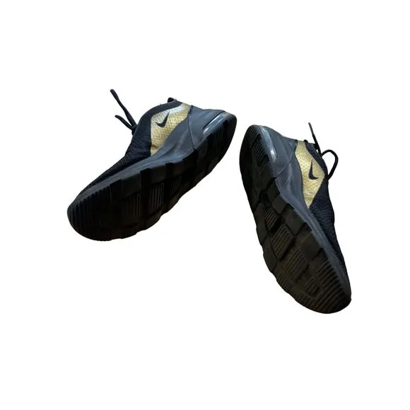 Nike Mair Womens Size 9.5 Black Gold CT1160-001 Sneaker Shoes Lace Tie Up Sport