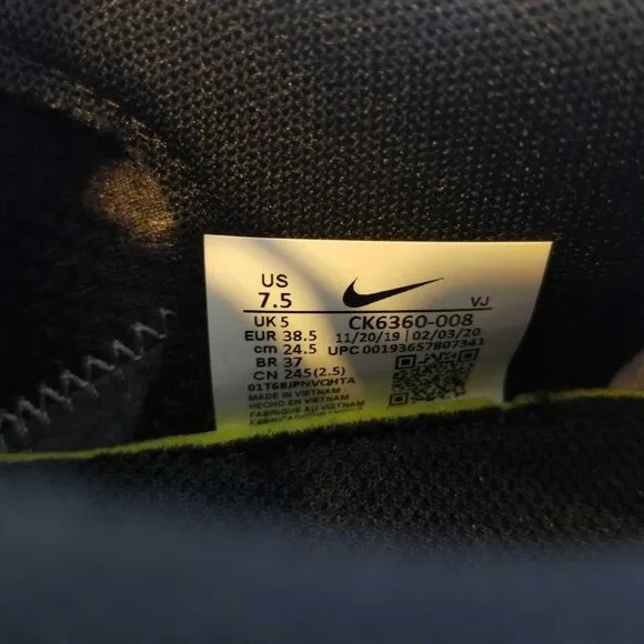 🤩Nike Renew Run Running shoes 7.5 Women Sneaker  Black White Silver CK6360-008