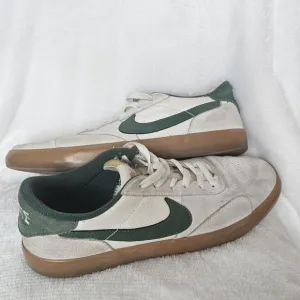 Nike SB Heritage Vulc Shoes Mens 9.5 Summit White Lace Up Gum Sole Green Swoosh