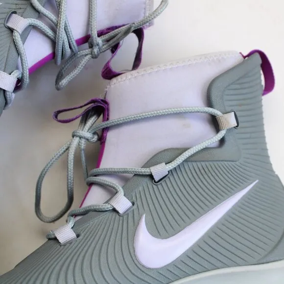 Nike Youth Gray Purple Binzie Waterproof Rain Boots Sneakers BQ5380-00 Size 4 Y