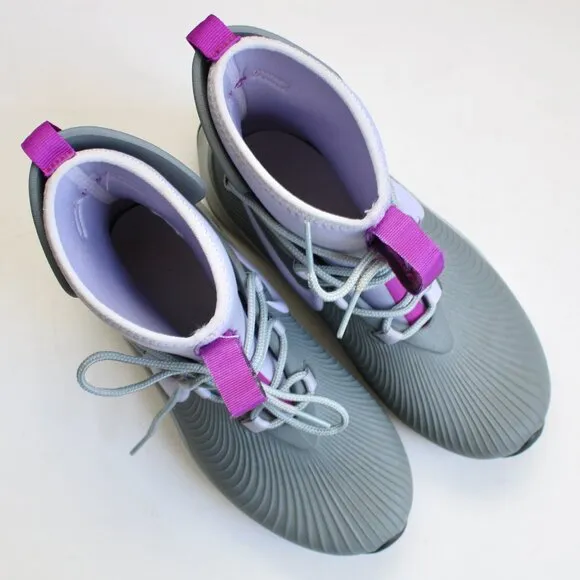 Nike Youth Gray Purple Binzie Waterproof Rain Boots Sneakers BQ5380-00 Size 4 Y