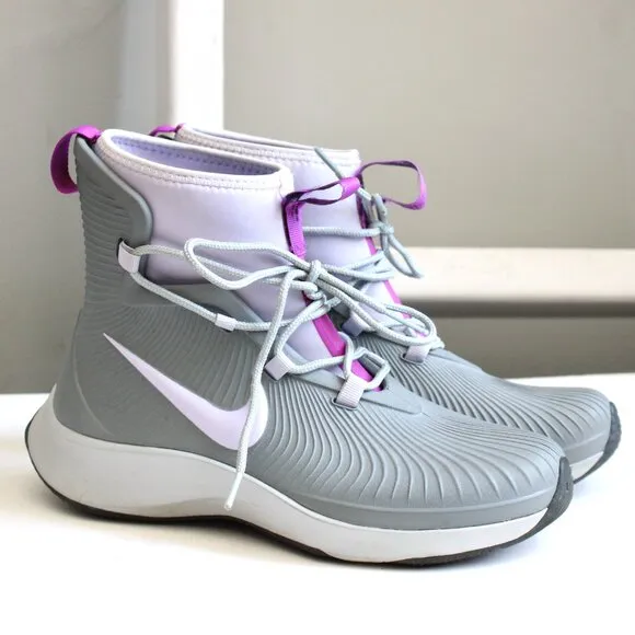 Nike Youth Gray Purple Binzie Waterproof Rain Boots Sneakers BQ5380-00 Size 4 Y