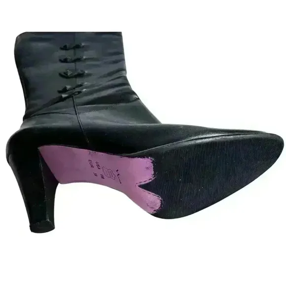 NINA Womens Black Leather Knee High Heels Fashion Boots SZ 9M Very Nice