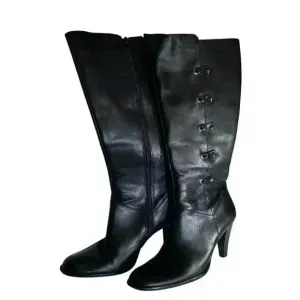 NINA Womens Black Leather Knee High Heels Fashion Boots SZ 9M Very Nice