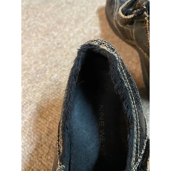 Nine West Fur Lined Leather Mary Jane Style Shoes with Heel Size 6.5