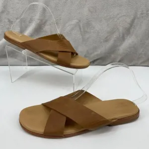 Nisolo Dante Criss Cross Leather Slide Slip On Sandals Brown Casual