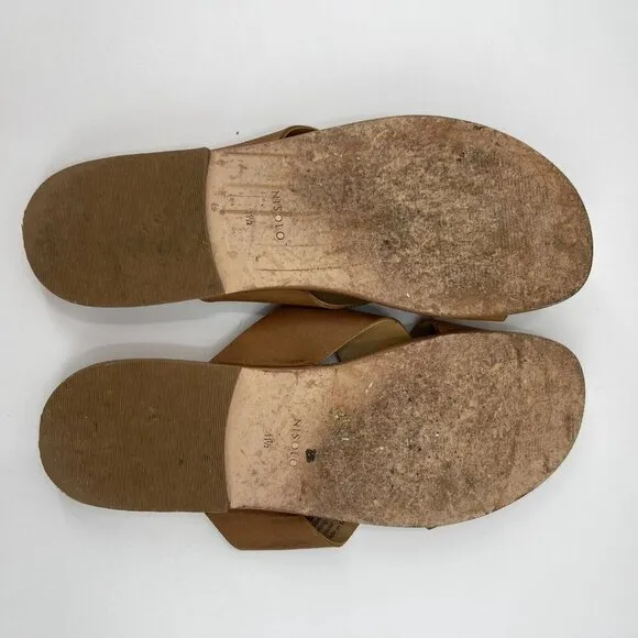 Nisolo Dante Criss Cross Leather Slide Slip On Sandals Brown Casual