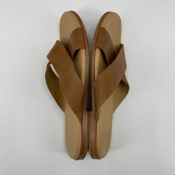 Nisolo Dante Criss Cross Leather Slide Slip On Sandals Brown Casual
