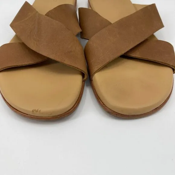 Nisolo Dante Criss Cross Leather Slide Slip On Sandals Brown Casual