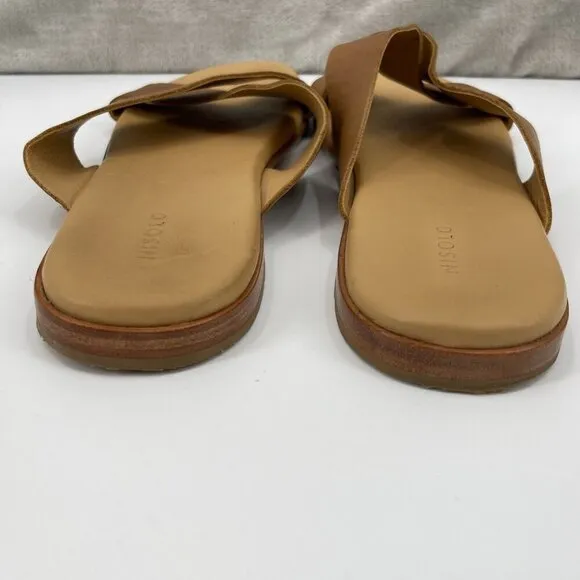 Nisolo Dante Criss Cross Leather Slide Slip On Sandals Brown Casual