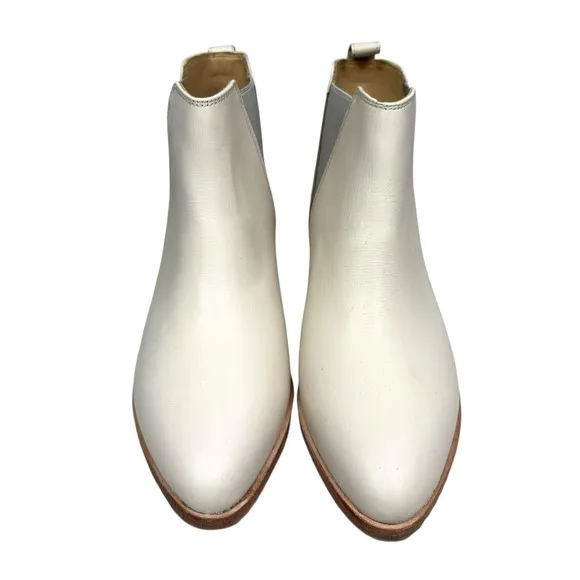 Nisolo Women Eva Everyday Chelsea Ankle Boots Leather Low Heel Pull On Bone Sz 9