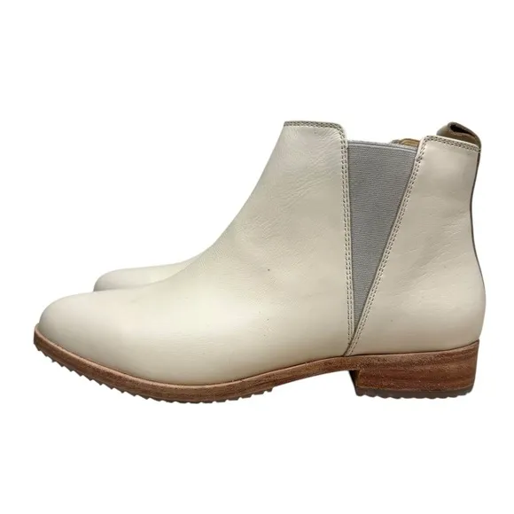 Nisolo Women Eva Everyday Chelsea Ankle Boots Leather Low Heel Pull On Bone Sz 9