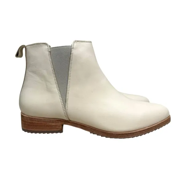 Nisolo Women Eva Everyday Chelsea Ankle Boots Leather Low Heel Pull On Bone Sz 9