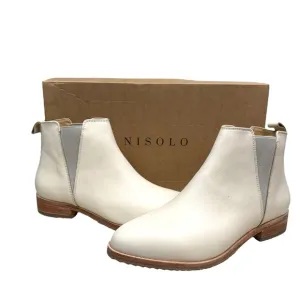 Nisolo Women Eva Everyday Chelsea Ankle Boots Leather Low Heel Pull On Bone Sz 9