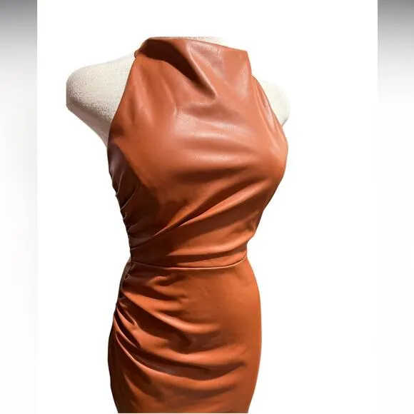 NOOKIE Rebel Mini Dress Brown Faux Leather Size S NWOT