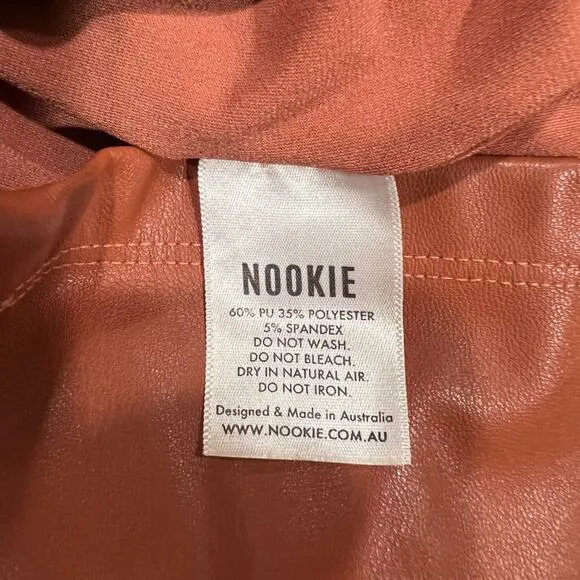 NOOKIE Rebel Mini Dress Brown Faux Leather Size S NWOT