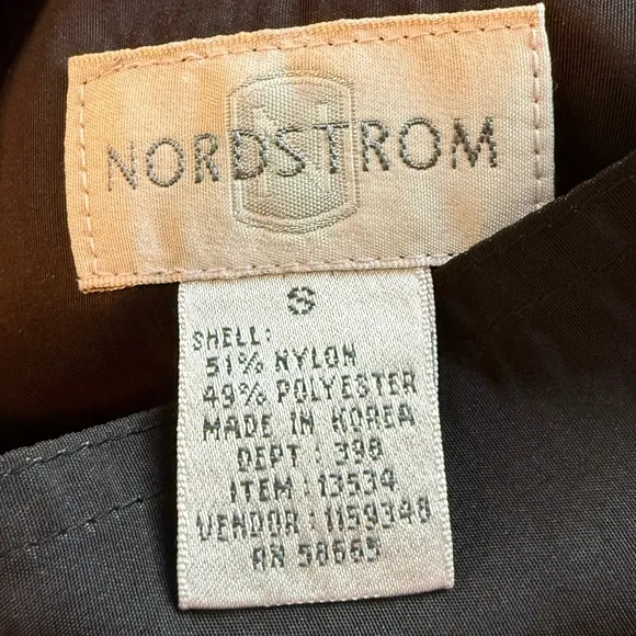 Nordstrom Iridescent Olive Green &amp; Black Reversible Hooded Maxi Rain Coat Small