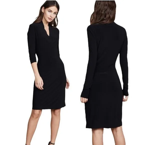 Norma Kamali Long Sleeve Side Draped Dress Solid Black Plus Size 3X Stretch