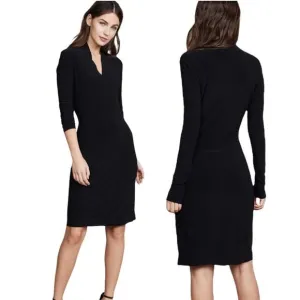 Norma Kamali Long Sleeve Side Draped Dress Solid Black Plus Size 3X Stretch