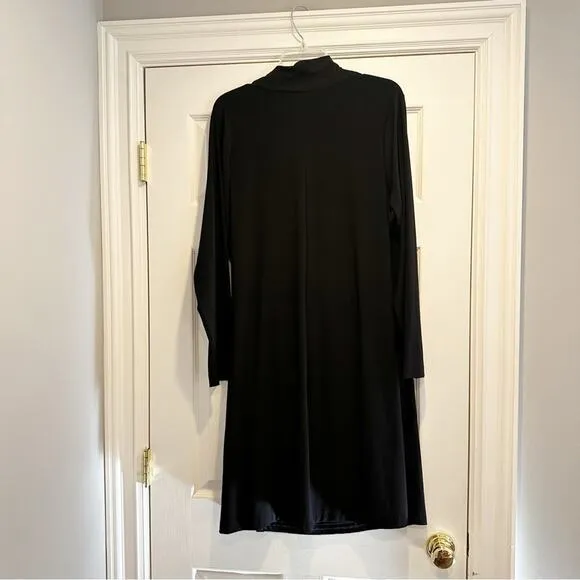 Norma Kamali Long Sleeve Side Draped Dress Solid Black Plus Size 3X Stretch