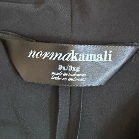 Norma Kamali Long Sleeve Side Draped Dress Solid Black Plus Size 3X Stretch