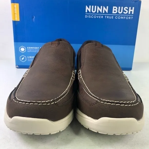 Nunn Bush Conway Brown Slip On Loafer Shoes Size 10W