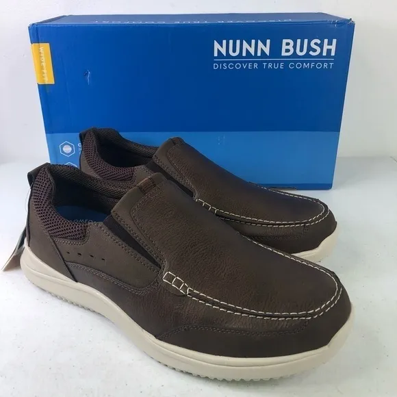 Nunn Bush Conway Brown Slip On Loafer Shoes Size 10W