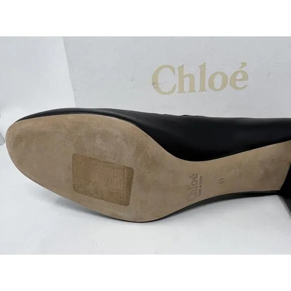 NWB CHLOE Women's Slip On Black Scalloped Leather Pumps US 11B EUR 41 ITALY $575