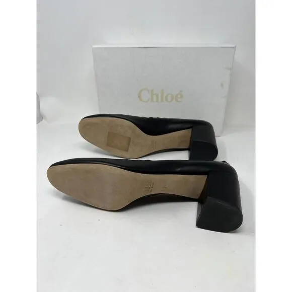 NWB CHLOE Women's Slip On Black Scalloped Leather Pumps US 11B EUR 41 ITALY $575