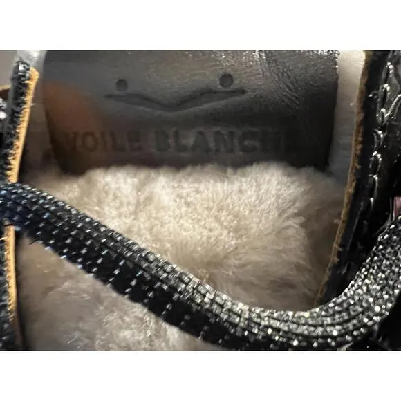 NWB Voile Blanche Eva Crocodile-Embossed Leather &amp; Shearling Hiking Boots 11/41