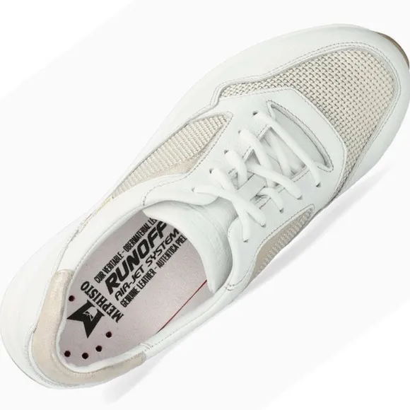 NWOB $269 Mephisto Karin Gold and White Comfort Sneaker