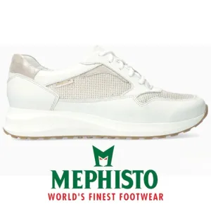 NWOB $269 Mephisto Karin Gold and White Comfort Sneaker