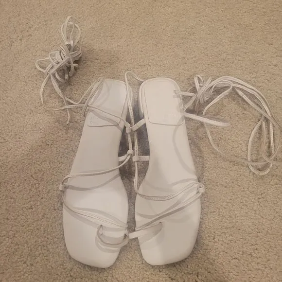 NWOB Jeffrey Campbell Sandal Womens AGATE-2 white strappy size 7 EU 38 Handmade