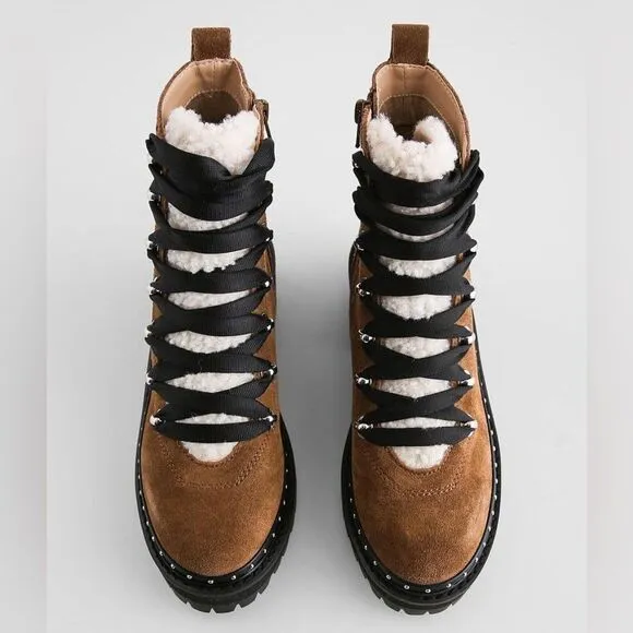 NWOB RAINIER CHESTNUT SUEDE REBOOTED leather hiking boots suede lace up Sz 6.5