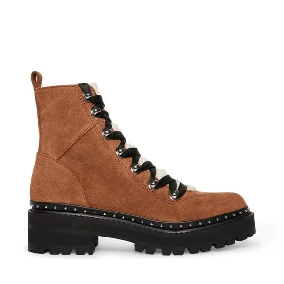 NWOB RAINIER CHESTNUT SUEDE REBOOTED leather hiking boots suede lace up Sz 6.5