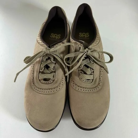 NWOB SAS Size 9N Tan‎ Brown Easy Walking Shoes Lace Up Sneakers Made in USA
