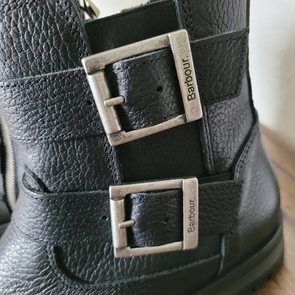 NWOT BARBOUR MARINA Ladies Black LEATHER Ankle Boots 7.5