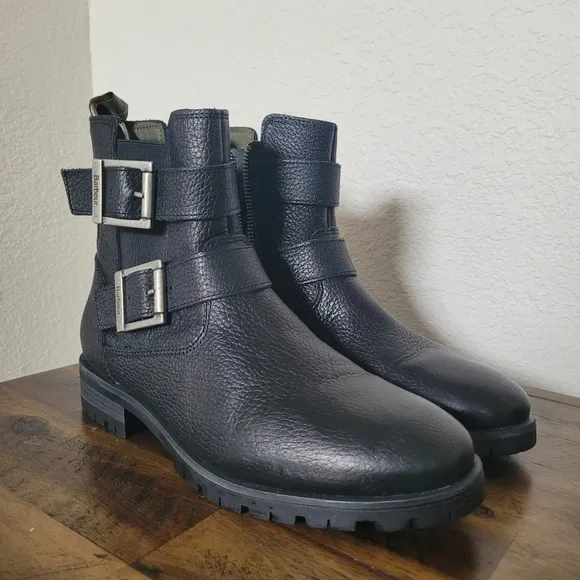 NWOT BARBOUR MARINA Ladies Black LEATHER Ankle Boots 7.5
