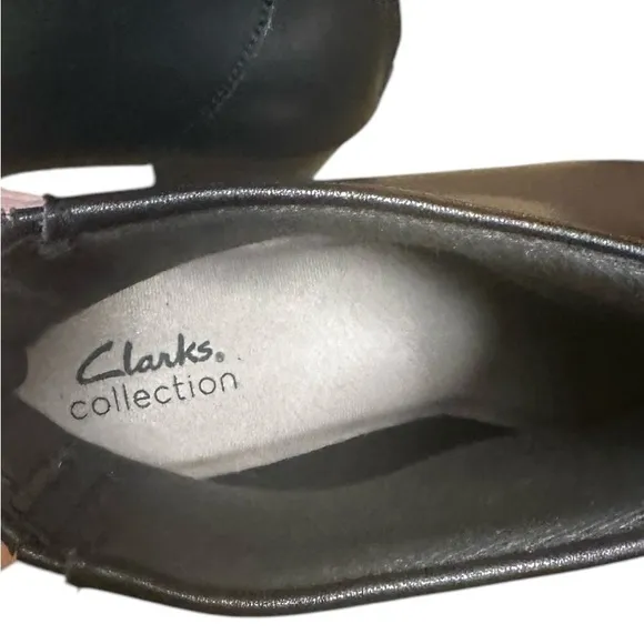 NWOT Clarks Black Leather Teresa Fashion Boot Sz 9.5 W