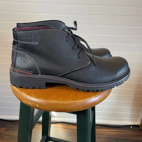 NWOT Clark’s Roar Men’s Black Leather Boots Size 11.5