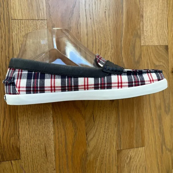 NWOT Cole Haan Nantucket Penny Loafer Red Blue Madras Plaid Women's 6.5 W06072