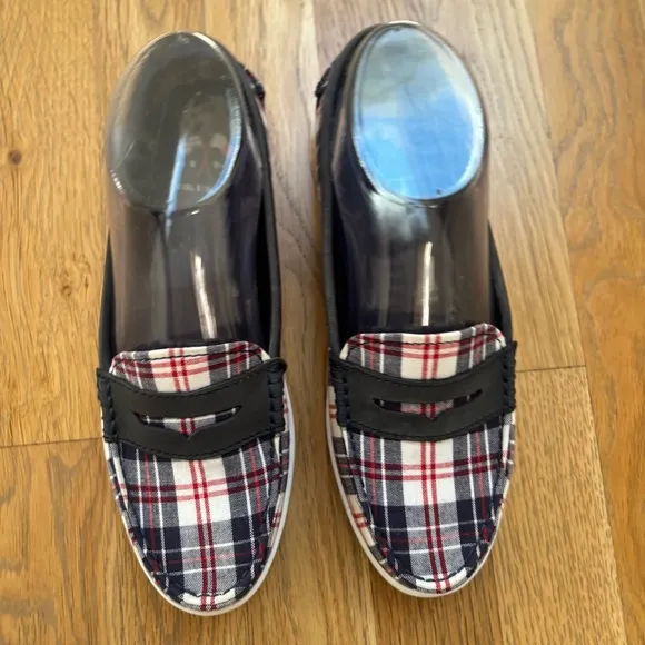 NWOT Cole Haan Nantucket Penny Loafer Red Blue Madras Plaid Women's 6.5 W06072