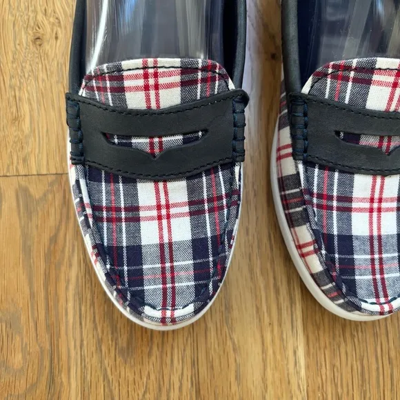 NWOT Cole Haan Nantucket Penny Loafer Red Blue Madras Plaid Women's 6.5 W06072