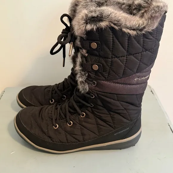 NWOT Columbia Sportswear Women's Heavenly Omni-Heat Lace Up Black Winter Boots 8