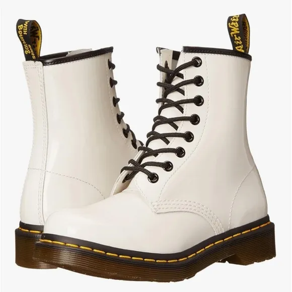 NWOT Dr. Martens 1460 W Patent Leather Fashion Boot White Air Wair Women’s 8