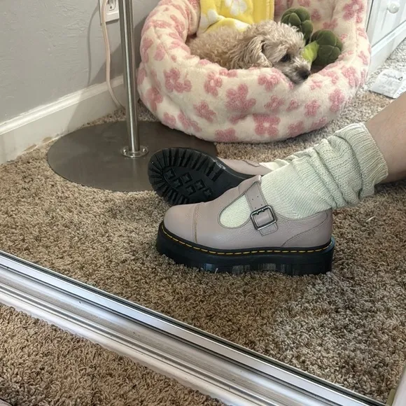 NWOT Dr. Martens Bethan T-Bar Platform in Vintage Taupe Pisa
