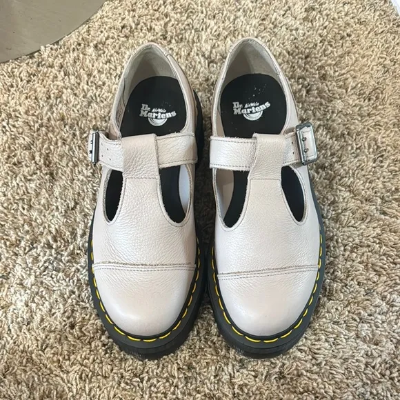 NWOT Dr. Martens Bethan T-Bar Platform in Vintage Taupe Pisa